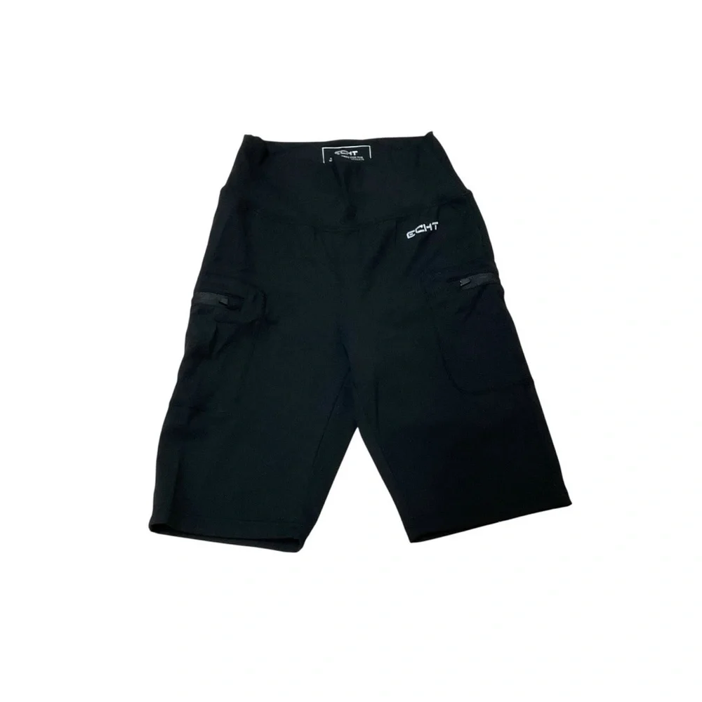 ECHT Women's Size XS Biking Shorts Zippered Pockets Wide Waistband Compression